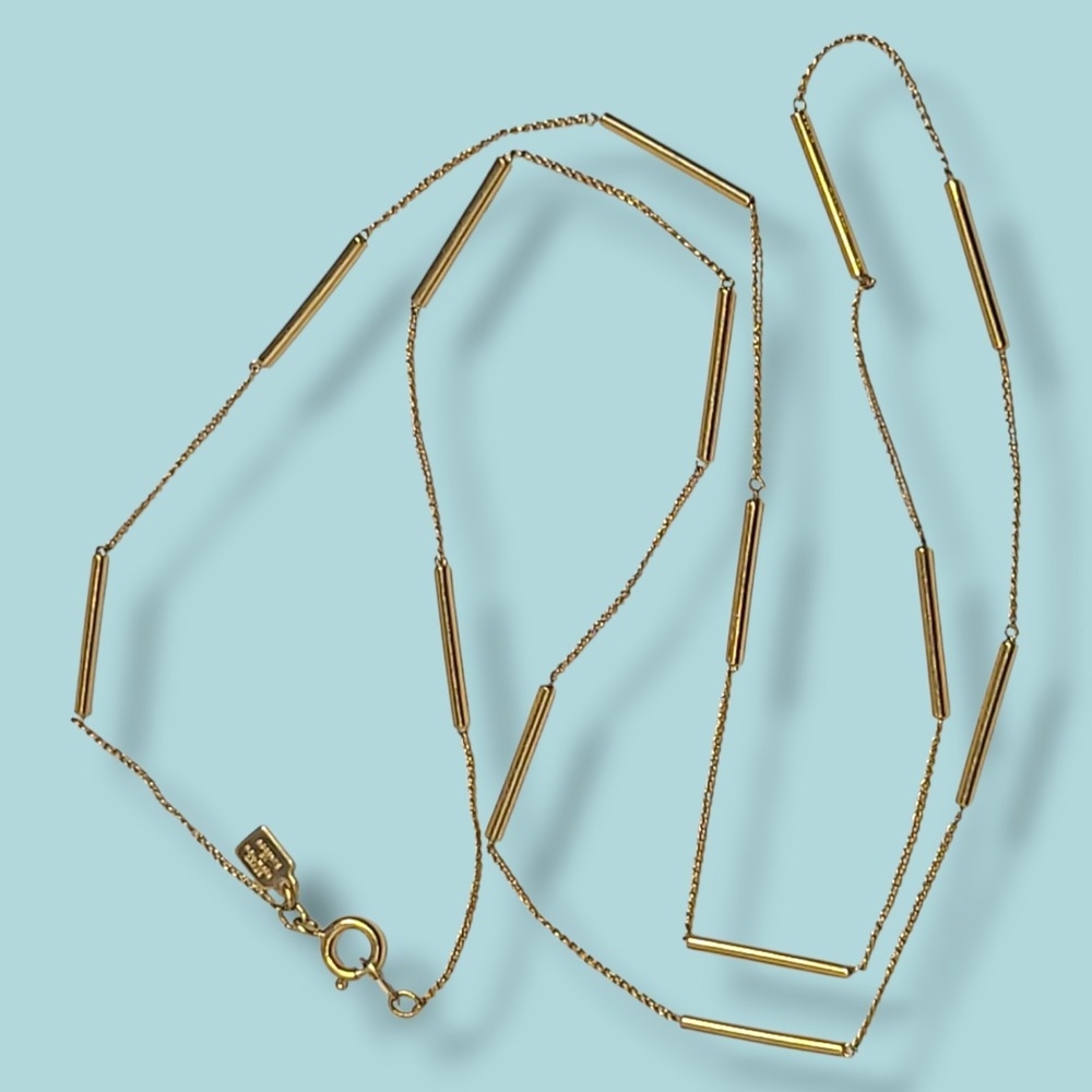 Accents by Hallmark Gold Tone Bar Station Necklace 30" Minimalist Layering Chain